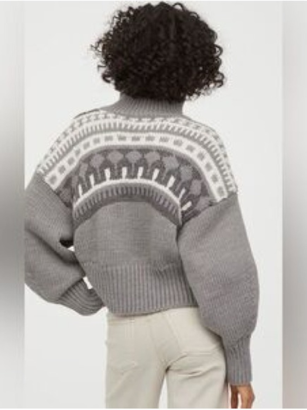 Pringle Gray Fair Isle Crop Crewneck Sweater